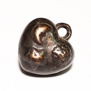 Бусина "Сердце", 17х15 мм, чёрная медь