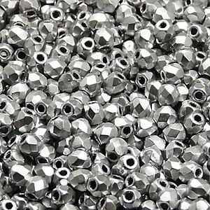 Бусины Fire Polished 3 мм, 00030-01700, Silver Aluminum Mat
