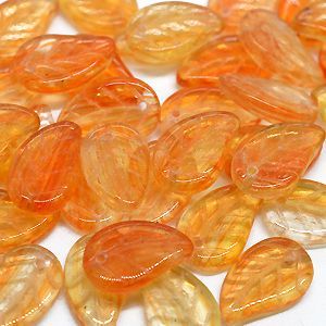 Бусины листочки, оранжевые