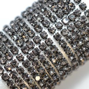 Стразовая цепочка, Black Diamond, 2 мм, 2,5 мм, 2,8 мм, в чёрном цапе