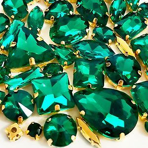 Набор страз в цапе 58 шт. Malachite green