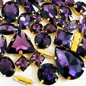 Набор страз в цапе 58 шт.  Deep purple