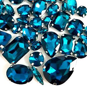 Набор страз в цапе 68 шт. Peacock blue 