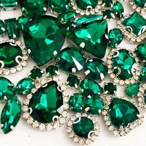 Набор страз в цапе 50 шт. Malachite green