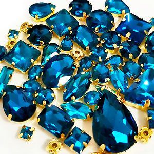Набор страз в цапе 58 шт. Peacock blue