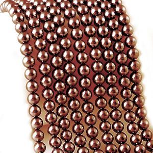 Жемчужные бусины на нити 069, цвет античая медь, 3, 4, 6 мм, Китай