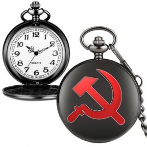 Карманные часы на цепочке #36 мужские, 47 мм, Серп и молот