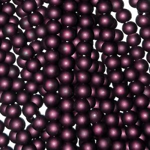 Жемчужные бусины на нити 117 матовые, цвет тёмно-фиолетовый, 3, 4, 6 мм, Китай