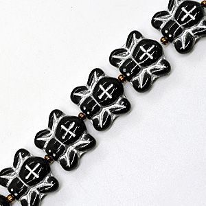 Бусины на нити 033 черные/серые