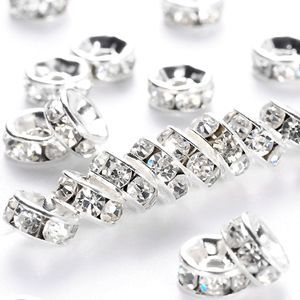 Рондели стразовые, в серебряной оправе, цвет Cristal, 20 шт