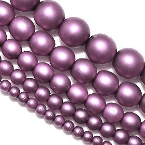 Жемчужные бусины на нити 70528 матовые, цвет сиреневый тёмный