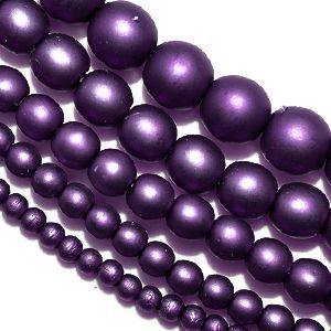 Жемчужные бусины на нити 70138 матовые, цвет фиолетовый