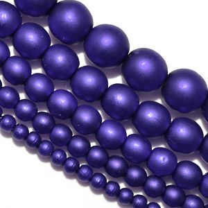 Жемчужные бусины на нити 70538 матовые, цвет синий тёмный