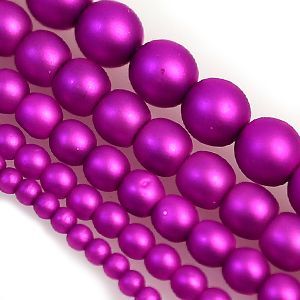 Жемчужные бусины на нити 70126 матовые, цвет фуксия