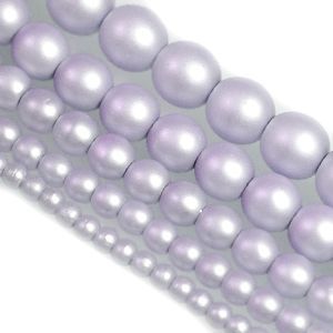 Жемчужные бусины на нити 70523 матовые, цвет сиреневый светлый