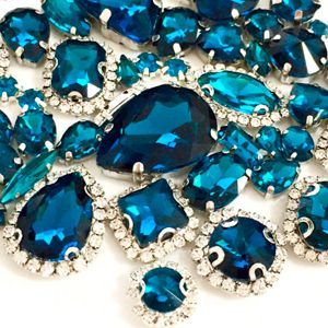 Набор страз в цапе 50 шт. Peacock blue - #9
