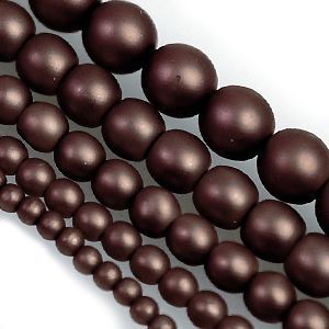 Жемчужные бусины на нити 70519 матовые, цвет коричневый тёмный, кофе, горький шоколад