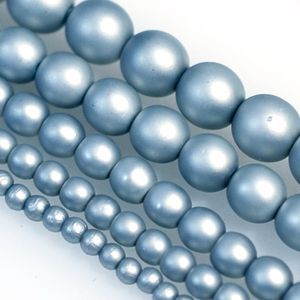 Жемчужные бусины на нити 70573 матовые, цвет голубой