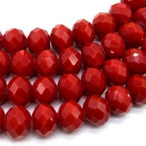 Бусины граненые Rondelle красные