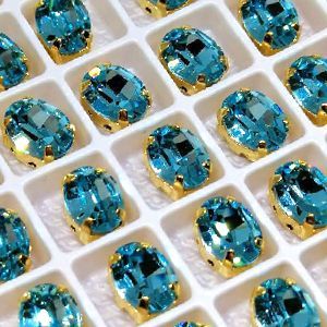 Страз в цапе овал 3022-122Z, Dark Aquamarine Страз в цапе овал 3022-122Z, Dark Aquamarine