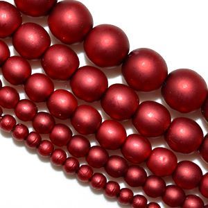 Жемчужные бусины на нити 70598 матовые, цвет красный Жемчужные бусины на нити 70598 матовые, цвет красный