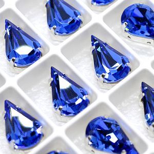 Страз в цапе 3018-116 капля (waterdrop), 13х8 мм, сапфир