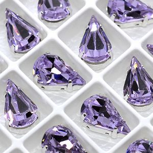 Страз в цапе 3018-117 капля (waterdrop), 13х8 мм, фиолетовый