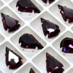 Страз в цапе 3018-118 капля (waterdrop), 13х8 мм, аметист