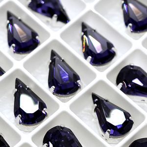 Страз в цапе 3018-119 капля (waterdrop), 13х8 мм, пурпурный