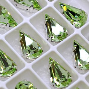 Страз в цапе 3018-125 капля (waterdrop), 13х8 мм, хризолит