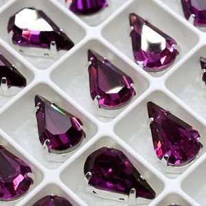Страз в цапе 3018-134 капля (waterdrop), 13х8 мм, фуксия