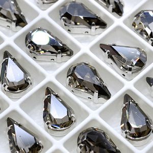 Страз в цапе 3018-150 капля (waterdrop), 13х8 мм, серебристый