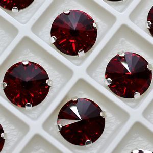 Страз в цапе 3019-105 риволи (waterdrop), 10 мм, 12 мм, тёмно красный