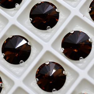 Страз в цапе 3019-109 риволи (waterdrop), 10 мм, 12 мм, топаз дымчатый