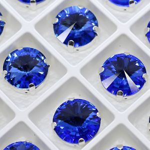 Страз в цапе 3019-116 риволи (waterdrop), 10 мм, 12 мм, сапфир