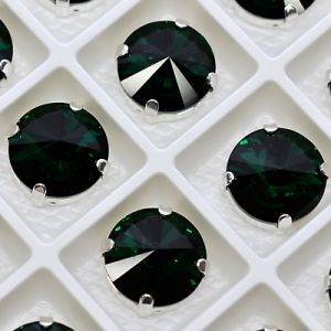 Страз в цапе 3019-123 риволи (waterdrop), 10 мм, 12 мм, изумрудный