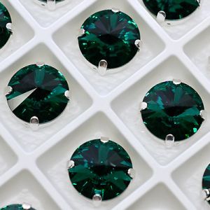 Страз в цапе 3019-127 риволи (waterdrop), 10 мм, 12 мм, сине-зелёный