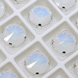 Страз в цапе 3019-128 риволи (waterdrop), 10 мм, 12 мм, белый опал