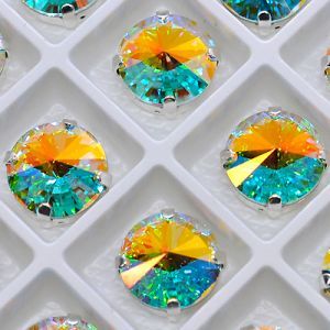 Страз в цапе 3019-130 риволи (waterdrop), 10 мм, 12 мм, кристалл