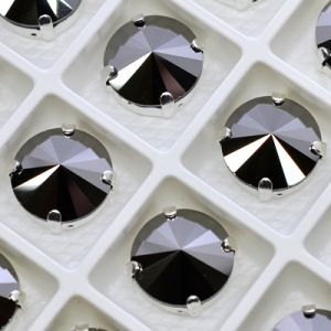 Страз в цапе 3019-131 риволи (waterdrop), 10 мм, 12 мм, гематит