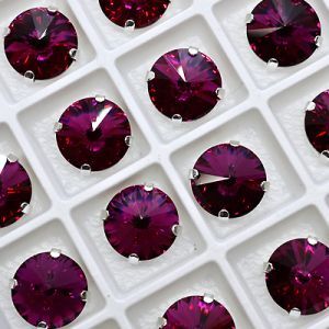 Страз в цапе 3019-134 риволи (waterdrop), 10 мм, 12 мм, фуксия