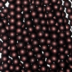 Жемчужные бусины на нити 118 матовые, цвет коричнево-фиолетовый, 3, 4, 6 мм, Китай