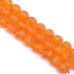 Бусины на нити, круглые, оранжевые Бусины на нити, круглые, оранжевые