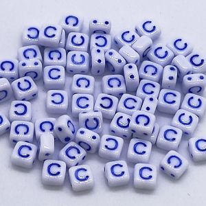 Бусина 2 Holes Square C, цвет синий, 6х6 мм