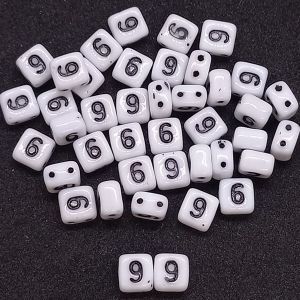 Бусина 2 Holes Square, цифра 9, цвет синий, 6х6 мм Бусина 2 Holes Square, цифра 9, цвет синий, 6х6 мм