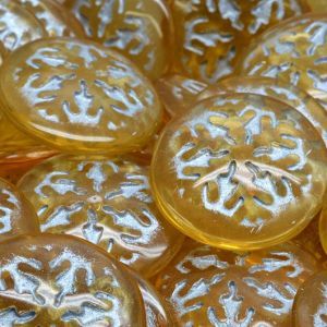 Кабошоны круглые со снежинкой, цвет жёлтый Кабошоны круглые со снежинкой, цвет жёлтый