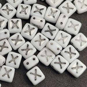 Бусина 2 Holes Square X, цвет чёрный, 6х6 мм