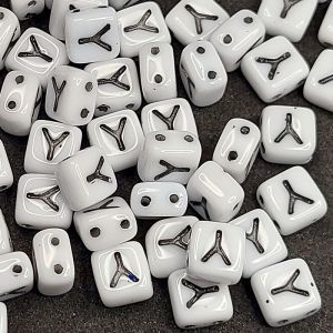 Бусина 2 Holes Square Y, цвет чёрный, 6х6 мм
