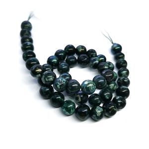 Бусины из камня на нити, 8 мм, чёрно-бирюзовые, k-8-27