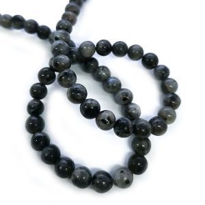 Бусины из камня на нити, 6 мм, тёмно-серые, k-6-23